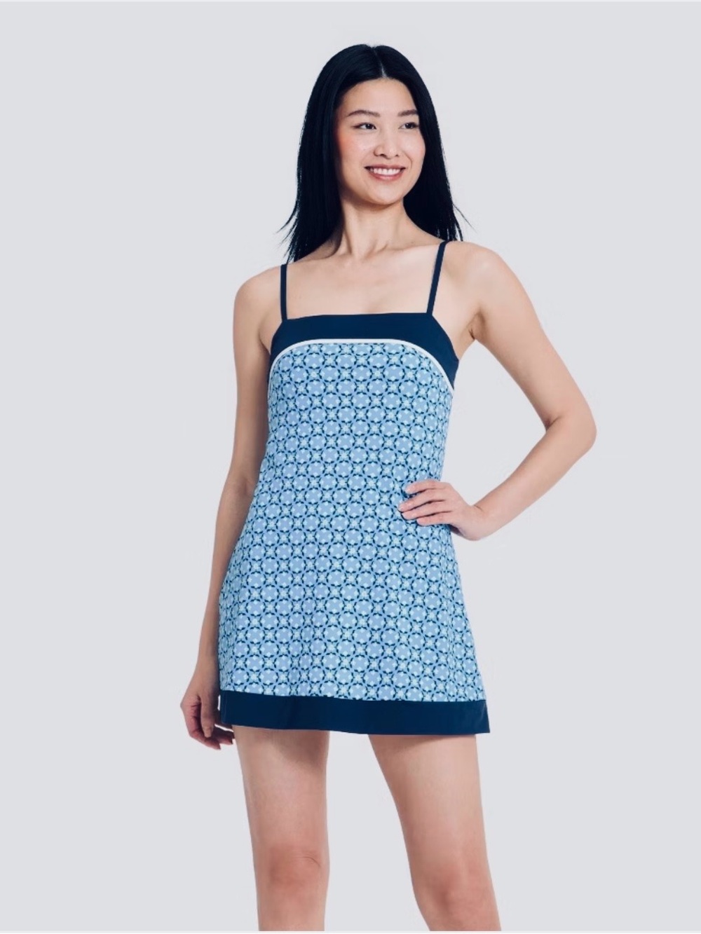all in motion Women’s Everyday Soft Active Court Dress Floral with Navy Trim